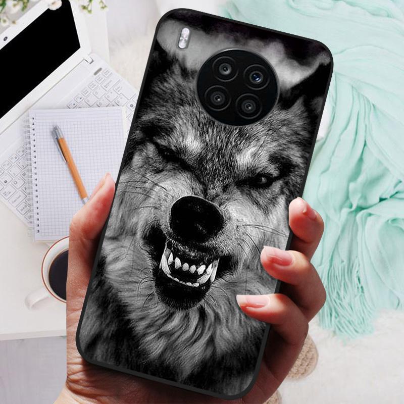 For Honor 50 Lite Case Black Cover Lion Wolf Silicone Soft Back Cases For Huawei Honor 50 Lite Pro Phone Case Protective Shell