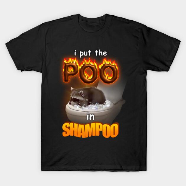 Asian Size Men Black Print T-shirt Shampoo Raccoon Meme No-Cut Print Cotton Tshirt S
