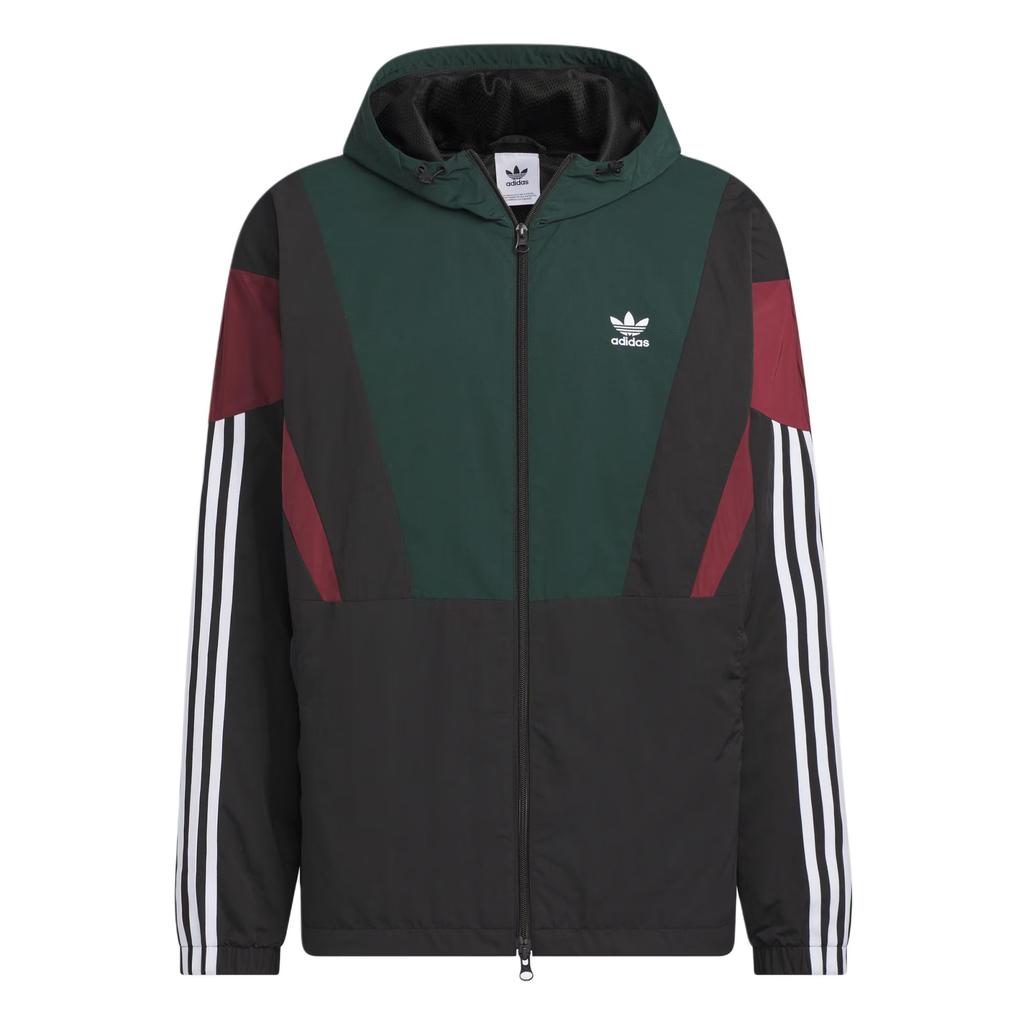 Adidas Originals Windbreaker Block Loose Fit Comfortable Striped Sports Long Sleeve Jacket Men Jackets Dark-Green Black KC3125