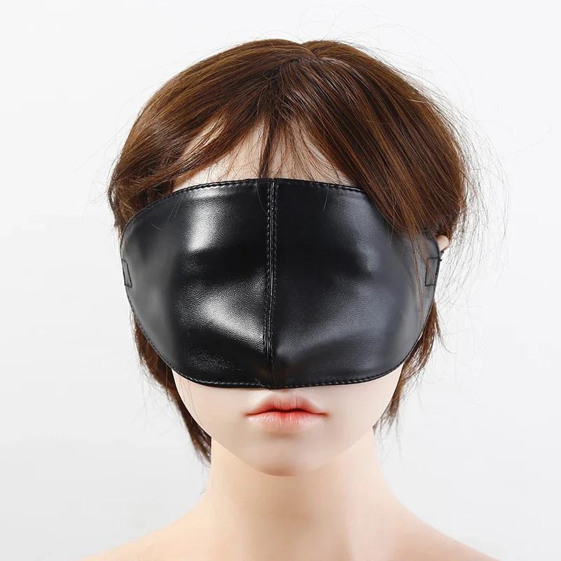 Black PU Leather Sex Eye Mask Cover Nose Large Area Sex Mask  Accessoire  Bondage Restraints Sex Toys for Women Couples