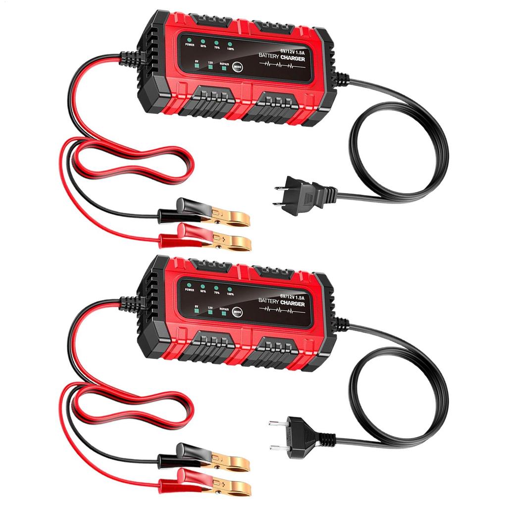 Motorcycle Battery Charger and Maintainer 1.5A 6V/12V Truck Trickle Battery Charger Automatic Tender Maintainer for RV Car Boat