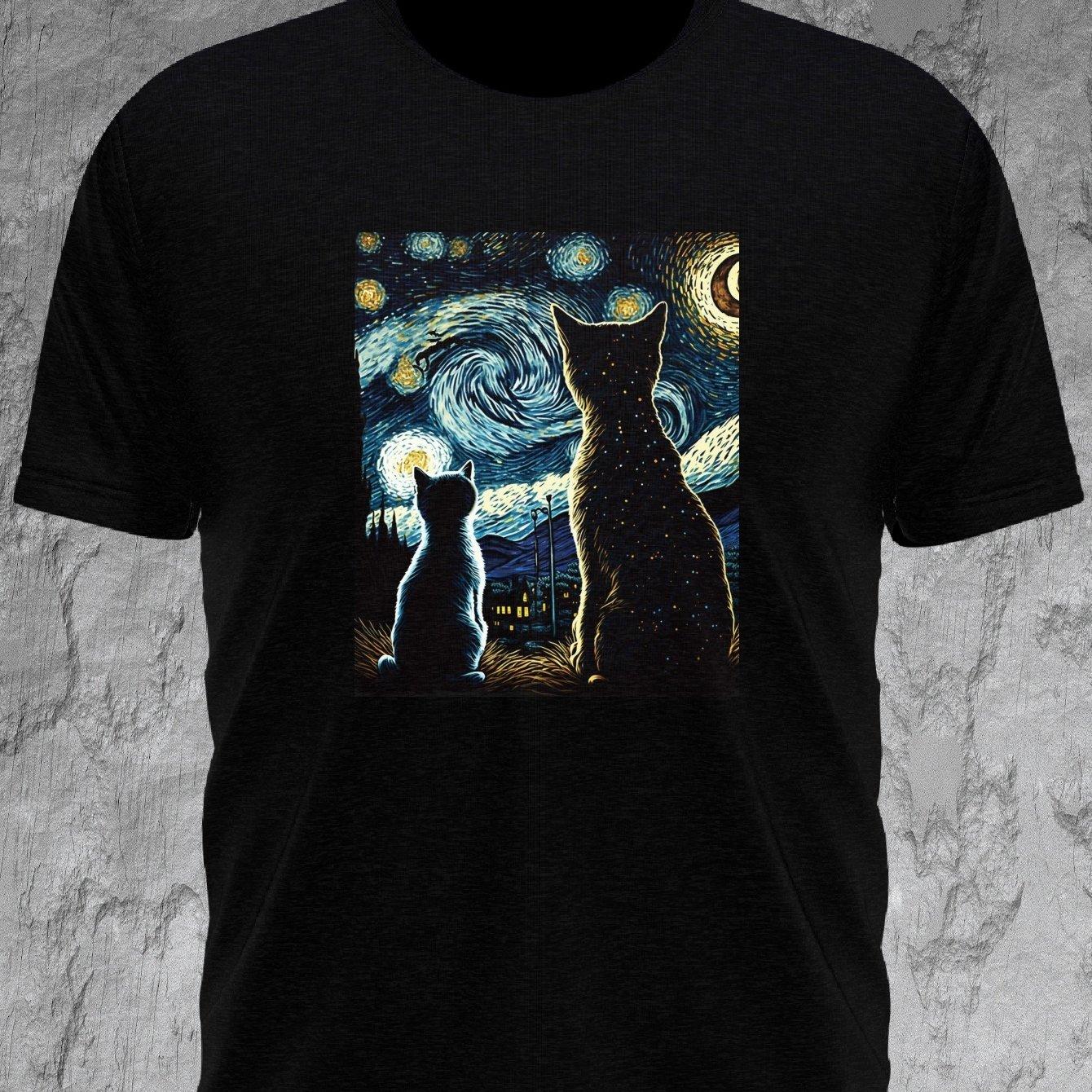 

Мужские повседневные графические футболки для лета с принтом «Кошки смотрят на ночное небо» Футболки с круглым вырезом Трендовый шикарный наряд Мужская одежда M