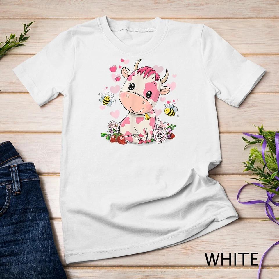 Strawberry Cow, Cute Cow, Pink Cow Pet T-Shirt Unisex T-shirt 9 S