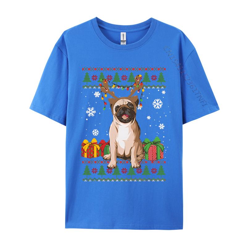 Boy Prevalent Europe Tops Shirts Cotton T Shirts Preppy Style Funny Pug Christmas Ugly Dog Xmas Tshirt Designer T Shirt Men