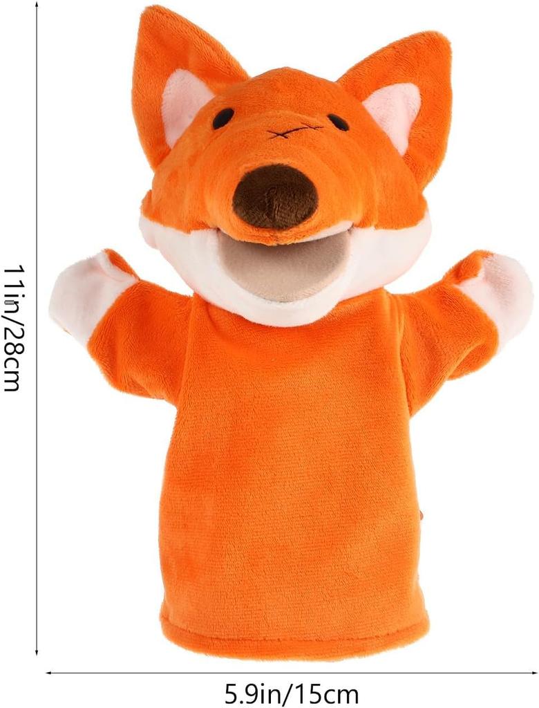 Hand Puppet with Moving Mouth, Plush Animal, Fox, Kids, Soft, for Theatre, Ventriloquism, Gloves, Cute, Gift