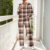 Women's V-Neck Printed Long Sleeve Hoodie Loungewear Set with Pockets - Loose Fit 2 Piece Casual Sleepwear Pajama Set for Home