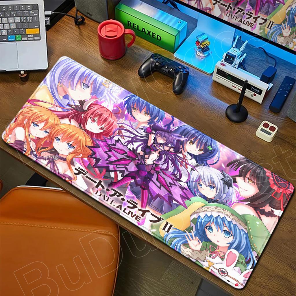 HD Cute Girl Large Mousepad Anime Date A Live Mouse Pad Laptop Gaming Accessories Keyboard Desktop Tokisaki Kurumi Toka Yatogami