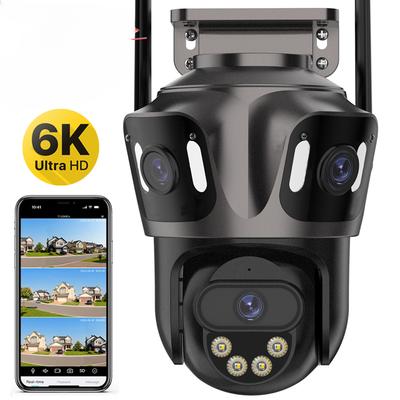 6K HD Three Screen WiFi Security Camera 4K 8MP Outdoor Wirelss PTZ IP Camera Ai Human Detect Video Surveillance iCSee APP