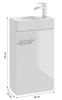 Bathroom Cabinet with Washbasin 60x40 Cm, White Gloss, Hanging, Small