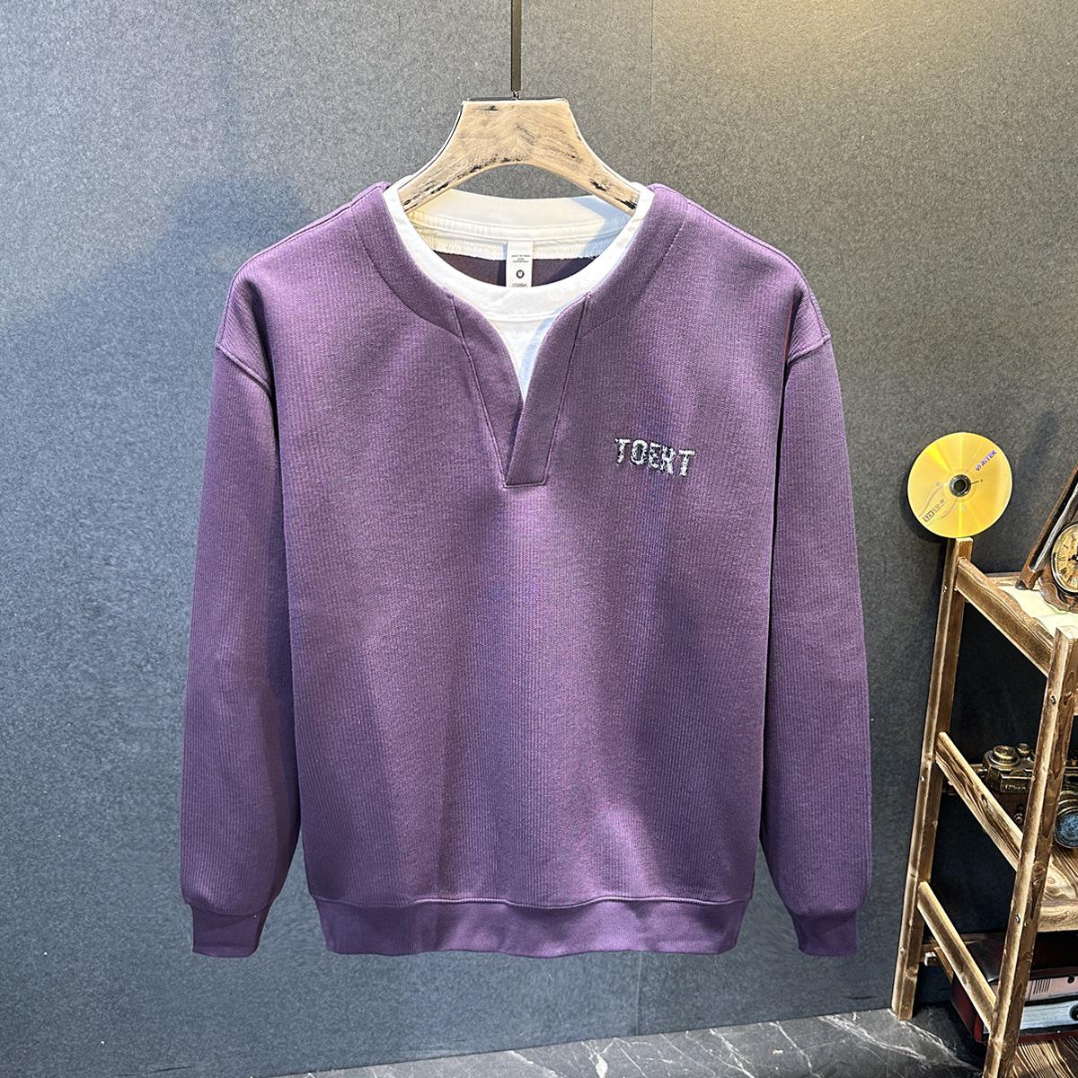 Men s Winter Heavyweight Two-Piece Henley Hoodie - Trendy Loose V-Neck Long Sleeve Casual Top M