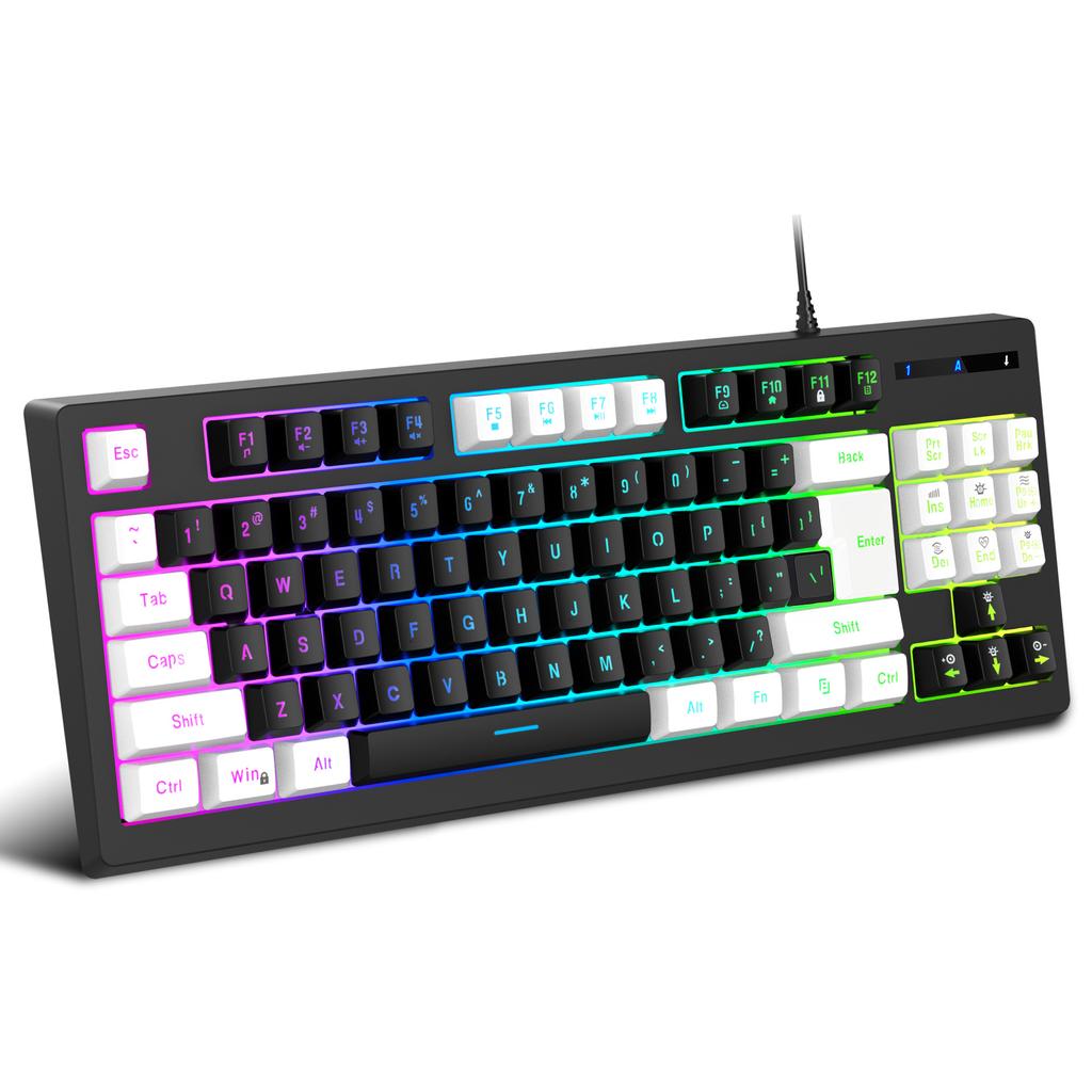 G69 USB Wired Gaming Keyboard 87 Keys Mechanical Feeling Gamer Keyboard Glowing Keyboard for Computer Laptop FDS