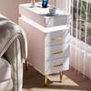 3 Drawer Bedside Table Adjustable Bluetooth Light Strip  Floor Mount Wood Bedside Cabinet with Charging Station for Home EUPlug