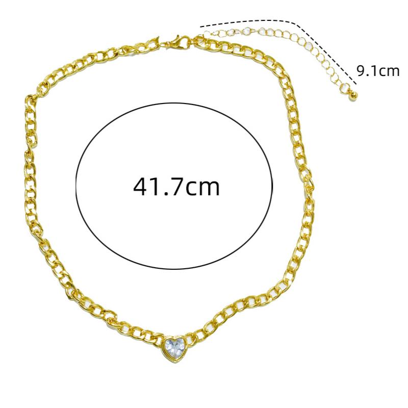 New INS Love Rhinestone Women's Bracelet, Fashionable Light Luxury Niche Heart-shaped Stacked Cuban Necklace