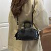 Yogodlns Trend Y2K Retro Rivet Shoulder Bag Spicy Girl Vintage Underarm Bag Pu Leather Handbag Locomotive Bowling Bag