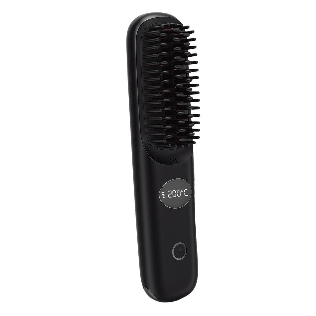 Cordless Hair Straightener Brush Fast Heating USB Rechargeabl LCD Portable Hair Straightening Comb