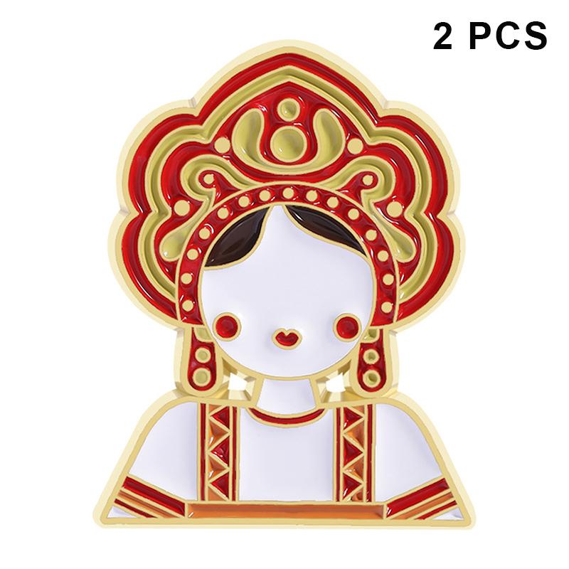 

2Pcs Cartoon Girls Character Costume Images Enamel Pins Custom Ethnic Style Figure Souvenir Brooches Lapel Badge Jewelry