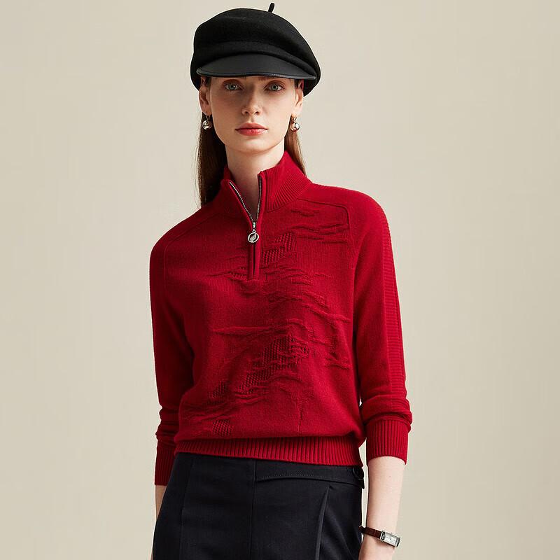 Zhao Jun Women's Chinese Style Thick Cashmere Half-Turtleneck Sweater