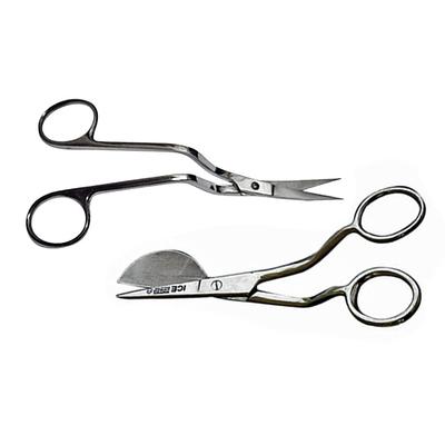 Belle Draft Stainless Steel Applique Duckbill Scissors with Offset Handle Machine Embroidery Double Curved Scissors Bundle 6-inch Blade, 6-inch