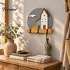 Wall Mounted Key Holder Nordic Wooden Cottage Holder, House Shaped Storage Rack with 3 Decorative Hooks for Metal Hook, Sturdy Organizer Entryway