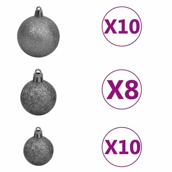 Maison Exclusive - Arbre de Noël artificiel pré-éclairé et boules vert 210 cm PVC