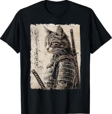 Samurai Cat Warrior Japanese Ukiyo-e Artwork Cat Samurai T-Shirt