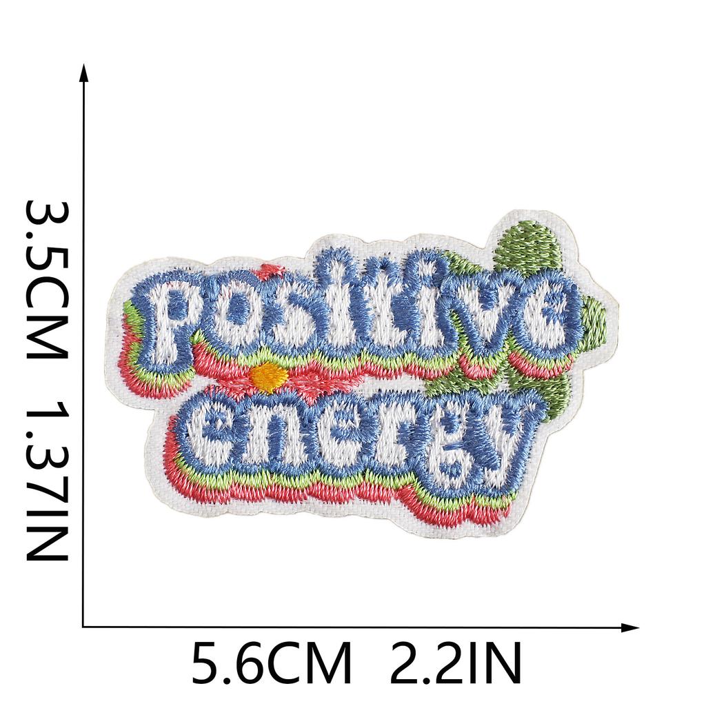 Inspirational Quotes Embroidery Cloth Sticker Student Bag Decoration Patch Sticker Positive Energy Smiley Face Zhang Zai Computer Embroidery Sticker