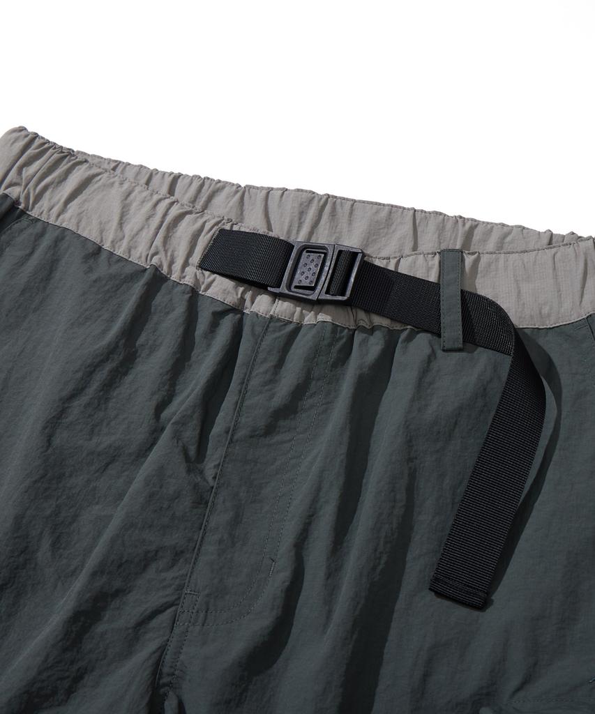 Kallapataleu Nylon Belted Back Out Pocket Cargo Pocket Shorts - Khaki