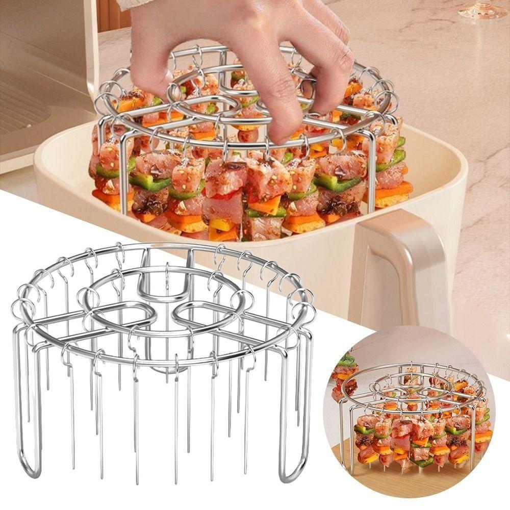 Stainless Steel Skewer Holder Vertical Barbecue Skewer Bracket for Air Fryer Accessory