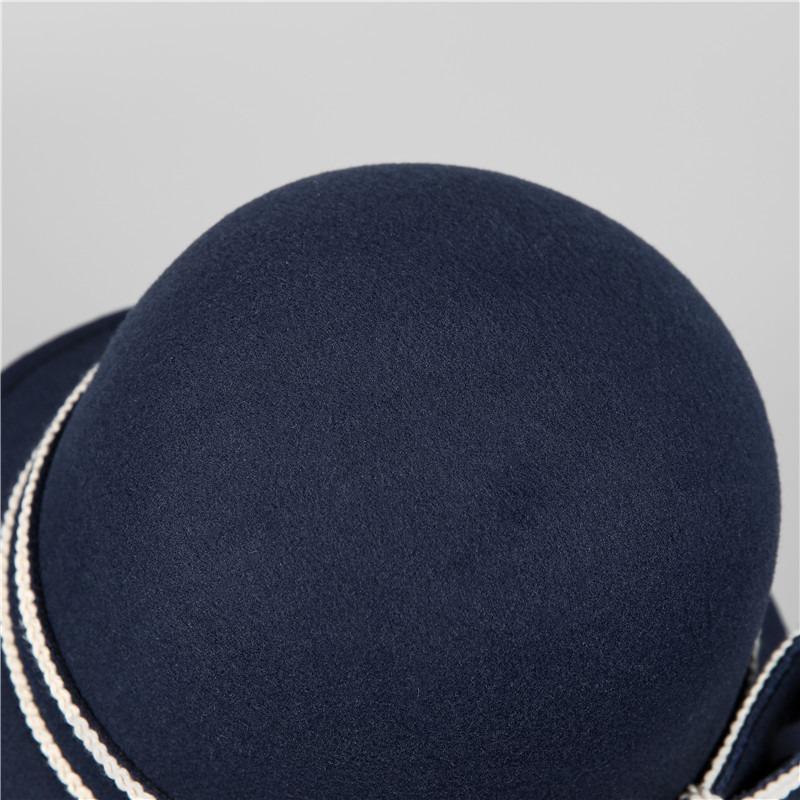 Ladies Top Hat Woolen Basin Hat Old and New Autumn and Winter Elegant Bow Fashion British Versatile Fisherman Hat