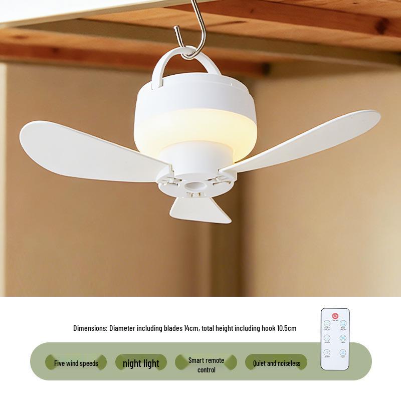 

Remote Control Rechargeable Ceiling Fan for Dorms & Camping, USB-Powered Fan Blade