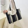 Large Capacity Shoulder Bag for Woman Fashion Stripe Handbag Shopping Bag Ladies Casual Tote Bag
