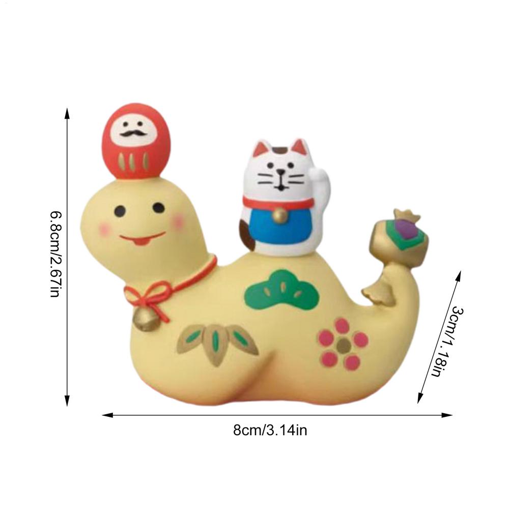 Snake Year Fortune Cat Ornament Cute Animal Resin Sculpture Creative Cat Maneki Neko Ornament Beautiful Ornament Home Decor
