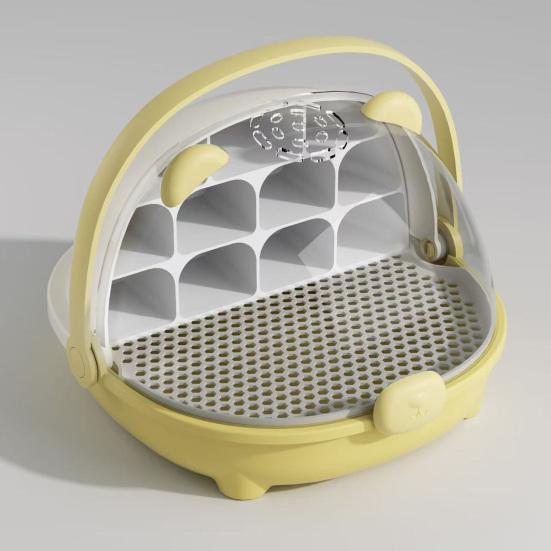 Silkworm Breeding Box Transparent Silkworm Growth Box Habitat Cage with Handle Small Animals Breeding Space Capsule Hatching Container