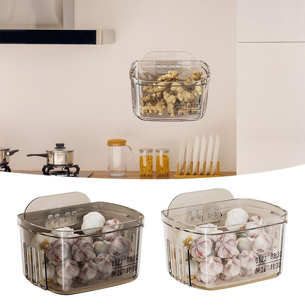 

Space-saving Hanging Basket Multifunctional Storage Box Scallion Ginger Garlic Storage Basket сірий