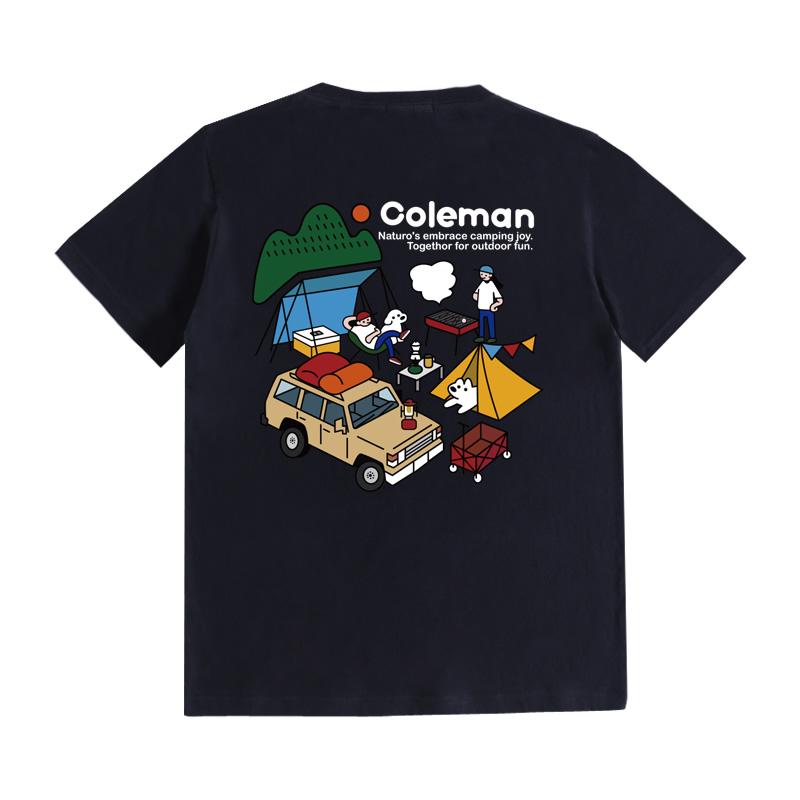 

Joint Camping Outdoor Printed Trendy Brand Short-sleeved T-shirt Men s Women s Matsui Dogs Camping Wind Puppies Loose Large Size 3XL