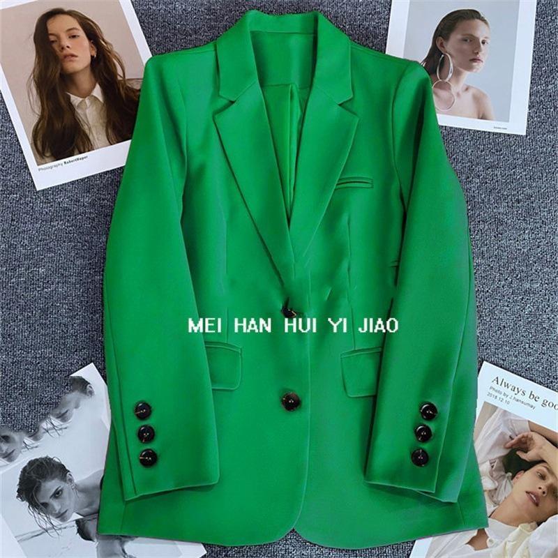 Four Seasons Women's Khaki Suit Jacket Spring Autumn CollectionElegant High-End Street Style for The Leisure Season
