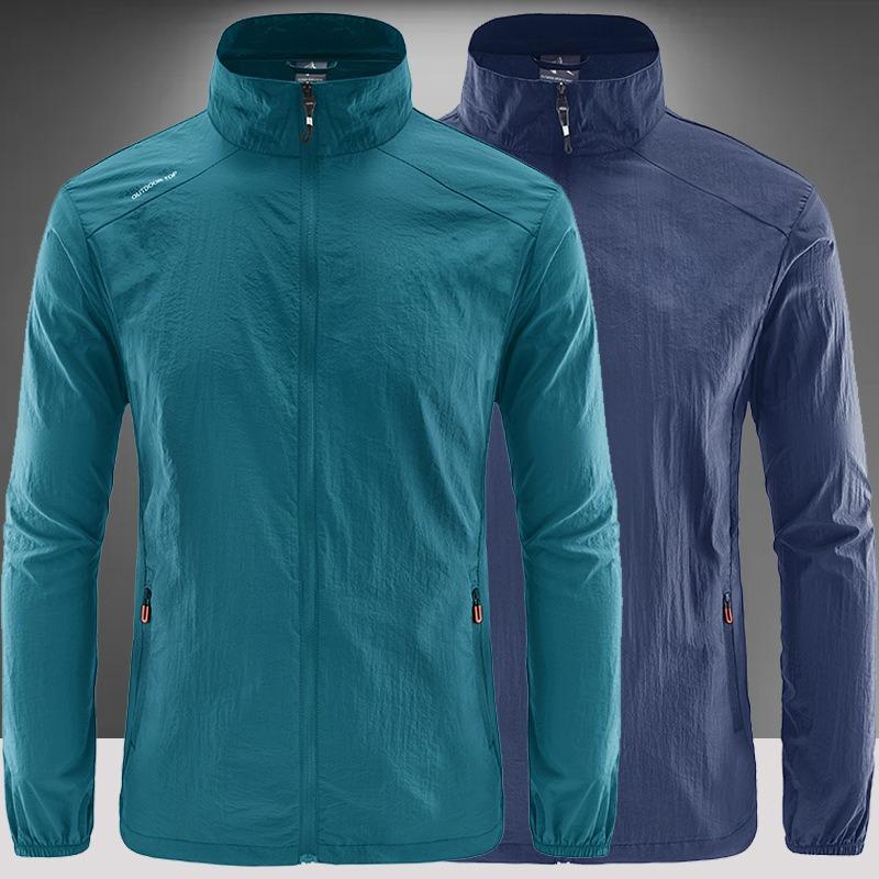 Summer 2025 Men's Clothing Ultra-thin Breathable Stand-up Collar UV Protection Jacket Fishing Suit Men's Skin Clothing