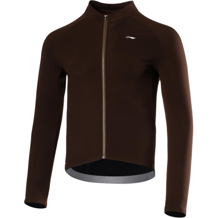 

Li-Ning Comfortable Casual Simple Zipper Warm Fitted Long Sleeve Cycling Jersey Men jersey Brown LCUY095-3 M