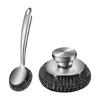Stainless Steel Scrubber Brush Dish Cleaning Brushes Set Long Time Use Metal Brush For Hard Surfaces