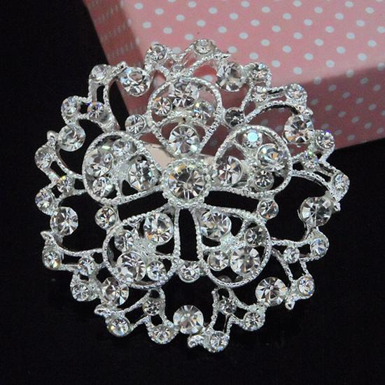 European  American Bridal Fashion Silver-Plated Rhinestone Brooch Bouquet B848 Zhenyao Jewelry