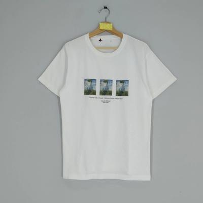 Vintage 90er Claude Monet Kunstwerk Gemälde Porträt Zeichnung T-Shirt Größe M