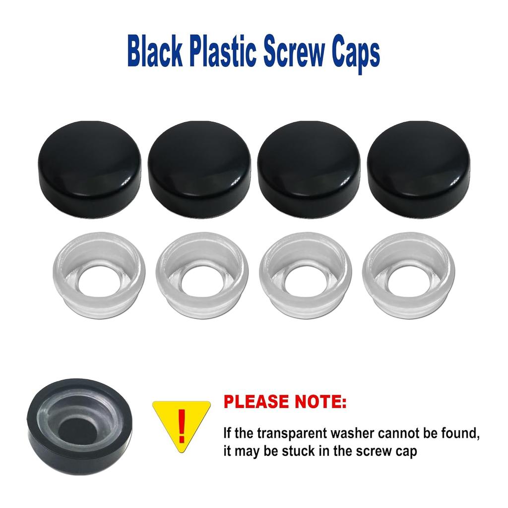 Aootf Anti Theft License Plate Screws- Black Bolts For Locking Car Tag, Frame And Cover, Mounting Hardware Kit For Front/Rear, M6 Stainless Steel