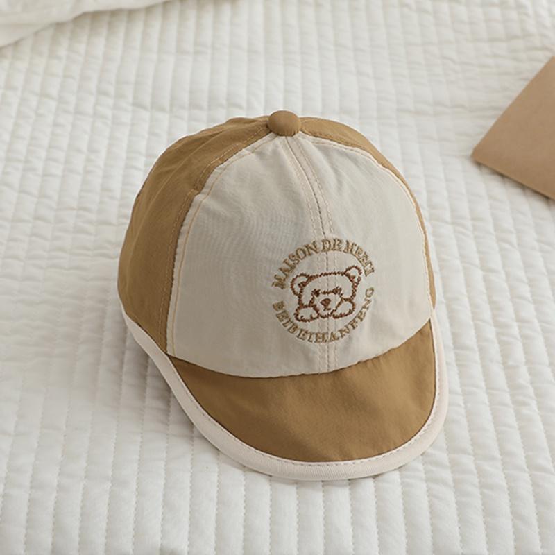 Casquette à visière pour bébé Chapeau de baseball à bord doux Motif petit ours Chapeau de soleil Chapeau pour enfant