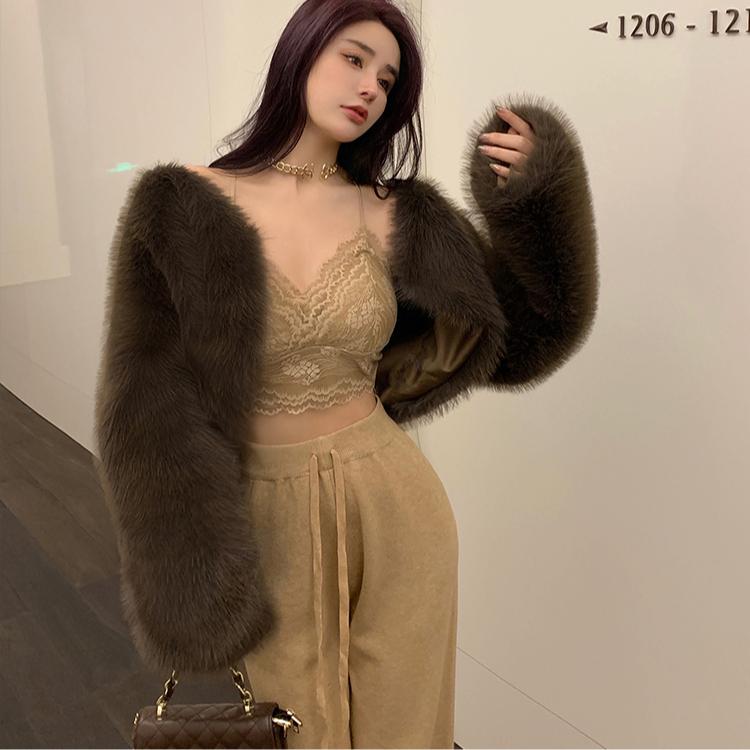 Y2K Krátké Nadýchané Umělé Norkové Kožešiny Podzim Zima Dámské Elegantní Kožešinové Bundy Pro Ženy