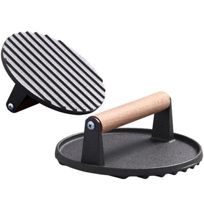 1pc Cast Iron Rectangular Meat Press Round Heavy-Duty Steak Burger Press Barbecue Press For Flat Top Grill Hamburger Grinder