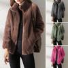 Winter Fleece Jacket for Women Full Zip Up Stand Collar Coat Fuzzy Long Sleeve Outerwear with Pockets