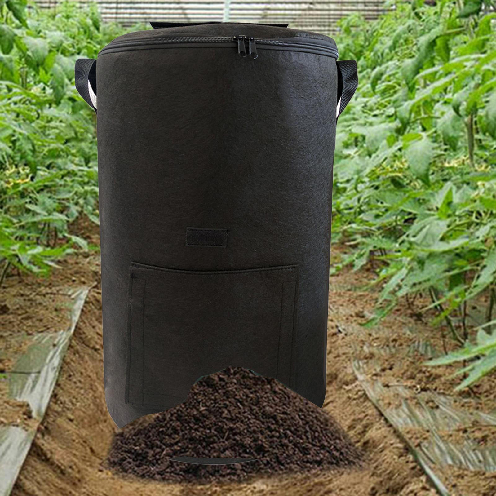 

Compost Bin Bag Container Garden Leaf with Zipper and Handle for Composting Black