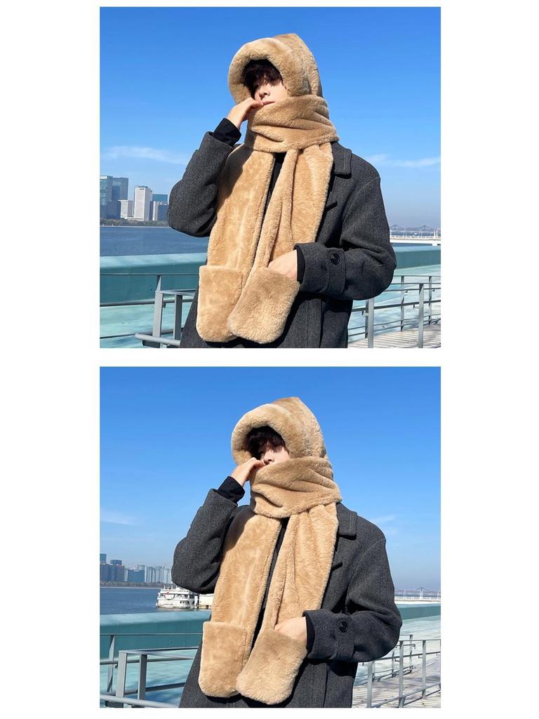 Men's Winter Set: Hat, Scarf, Ear Muffs with Plush Lining
