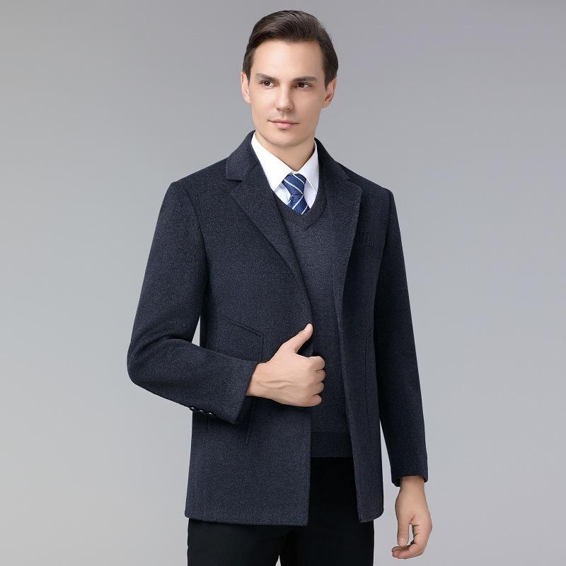 Autumn and Winter New Cashmere Coat Men's Business Casual Mid-length Suit Collar Woolen Coat Double-sided Woolen Single Top