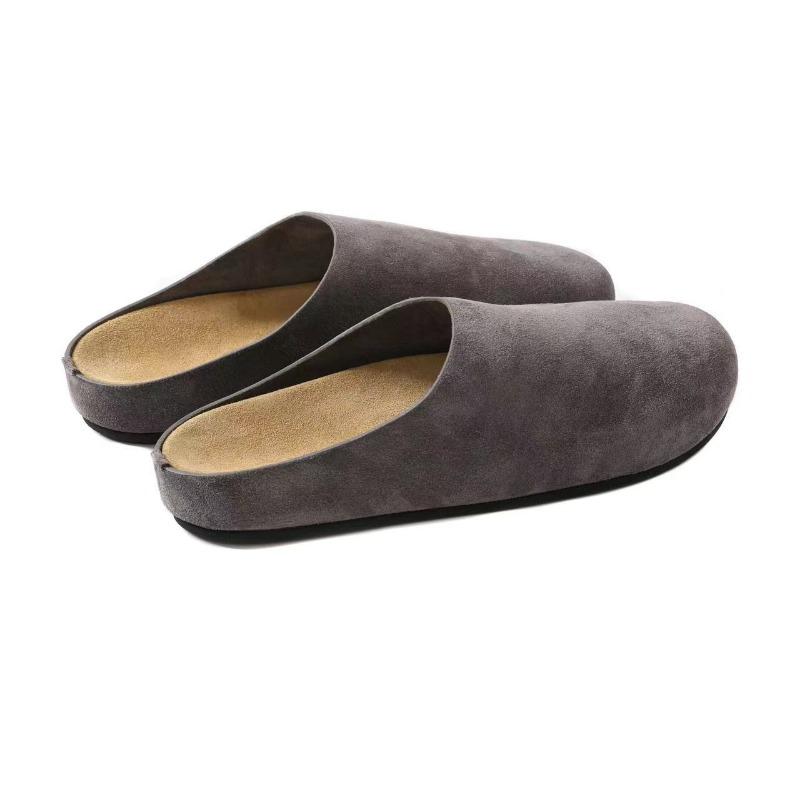 Women's Slippers Closed Toe Round Toe Suede Clogs Sandals Autumn New Retro Solid Color Flat Bottom Women's Mules Shoes
